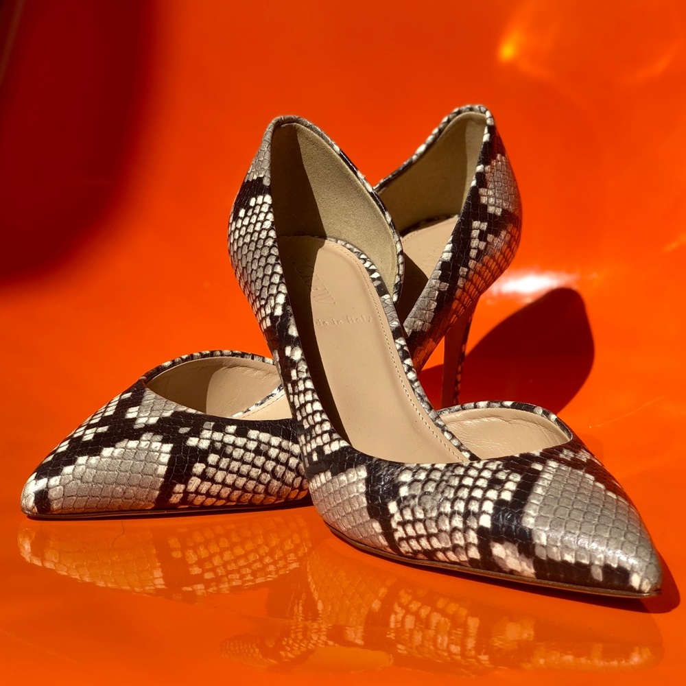 J. Crew Lucie Faux-Snake Pumps in ivory black